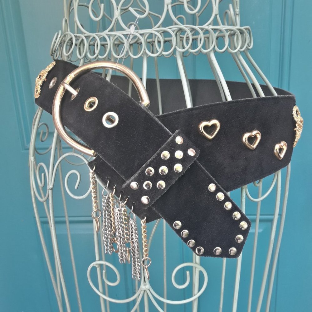 Wide Belt Metal Studded Belt Womens Western Cowboy Rodeo Punk Rock Steampunk - Picture 14 of 14